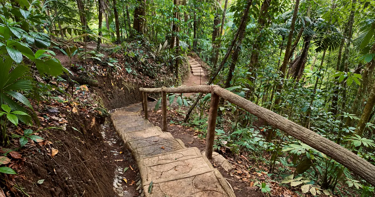 Sendero por el bosque lluvioso de Wellness Park Arenal